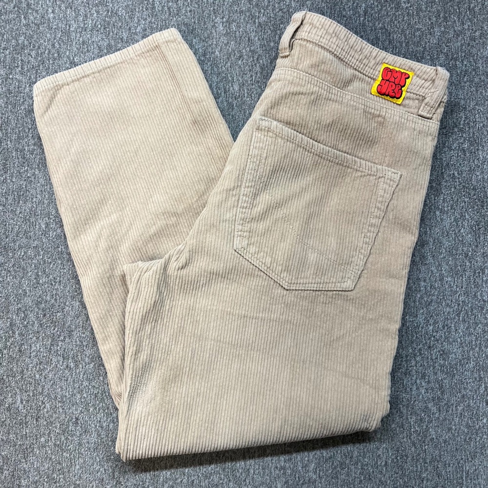 Empyre Loose Fit Corduroy Pants Mens 31 Tan Beige Skate Trousers Embroidered